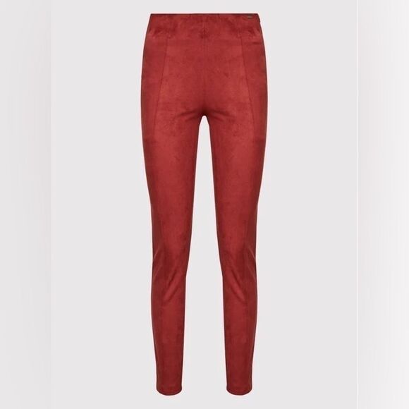 GUESS Women's Maya Faux Suede Leggings pants size L Bordeaux - Picture 2 of 15